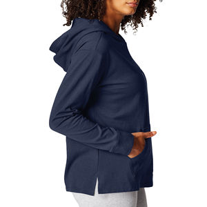 Casual,Streetwear,Drop Shoulder,Breathable,Eco-friendly 100% Cotton Soft <b>Fleece</b> Custom Logo Print Full Sleeves Hoodie <b>Women</b> - Product Image 3