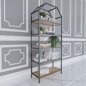 Metal Slat <b>Bookshelf</b> for Living Room Decor (80x34x180cm) - Product Image 3