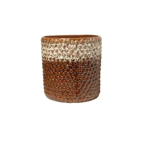 Penjualan paling laris Pot bunga keramik bulat Dot dengan desain Modern untuk dekorasi taman digunakan oleh produsen India