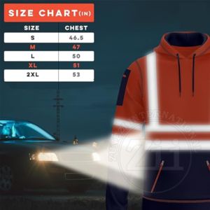 Sweat-shirt de sécurité réfléchissant ZUNEZI, bandes lumineuses, tissu en coton confortable et durable, veste d'hiver pour l'extérieur, classe 2 ANSI, LED clignotante, 5XL - Product Image 6