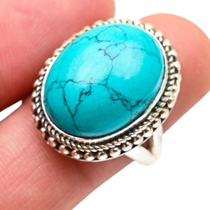 Boho Style 925 Sterling Silver Rhodium Plated <b>Turquoise</b> Gemstone <b>Ring</b> Handmade for Women Party Wedding Gift - Product Image 1