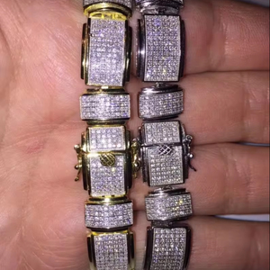 สร้อยข้อมือขนาด12.5มม. สำหรับผู้ชายสร้อยข้อมือเพชรโมอิส925เงินแท้สำหรับผู้ชายสร้อยข้อมือออกแบบได้ตามที่ต้องการ - Product Image 1