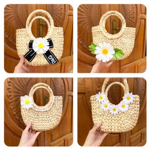 Wholesale Manufacture Handmade Woven Water Hyacinth <b>Straw</b> <b>Bag</b> Basket Souvenir Ladies Handicraft Vietnamese Women-WHB1-2 - Product Image 3