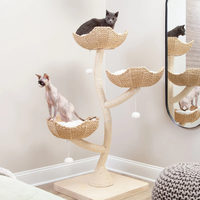 Arbre à chat naturel avec loofah et corde de chanvre |   Tour d'escalade durable pour chats |   Fabricant de jouets pour animaux de compagnie au Vietnam