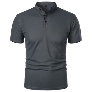 T-shirts d'été à manches courtes pour hommes Nouveau polo décontracté de couleur unie Trendy Breathable Loose Basic Top - Product Image 3
