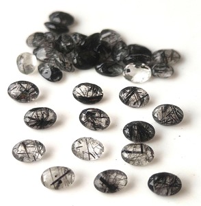 Piedras Preciosas Sueltas de Rutilo Negro Natural, Corte Ovalado Facetado, con Juego de Color, 4x6mm-8x10mm, para Fabricación de Joyería, Venta al Por Mayor - Product Image 4