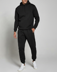 Custom Logo <b>Winter</b> Solid Cotton Tracksuit | Breathable Anti-Bacterial Fleece Hooded Casual <b>Hoodie</b> and Jogger Set for Men - Product Image 1