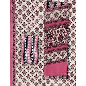 Dupatta en Mulmul non cousu, imprimé au bloc à la main style Shekhawati, Robe pakistanaise, Lehenga Choli indien avec Choli - Product Image 1