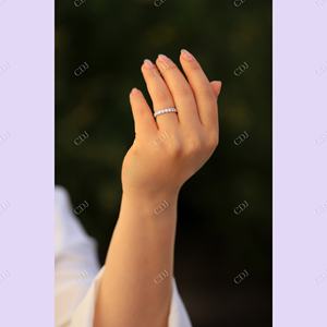 Fancy Moissanite Eternity Band Anillo de eternidad de boda de diamante personalizado 14K Banda de oro blanco sólido para mujer a precio al por mayor Anillo - Product Image 3