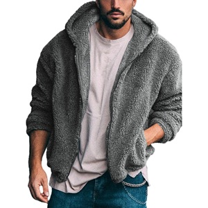 Fabricants OEM personnalisés veste polaire Sherpa vente de gros veste en peluche Sherpa à fermeture éclair avec poches pour hommes - Product Image 5