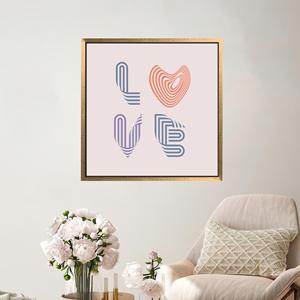 Toile imprimée : Art typographique moderne sur le thème de l'amour pour une décoration romantique, encadrée de doré - Product Image 1