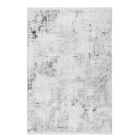 Tapis de salon moderne Turkua Home Lotus bleu et blanc en velours, lavable, épais, rembourré 10 mm, abstrait, en polyester tissé, antidérapant