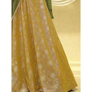 Lehenga Choli en Georgette avec Motif Géométrique, Robe de Mariage Élégante en Tissu Jaune Métallisé - Product Image 5