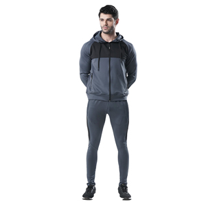 Survêtements sportifs pour hommes, vente chaude, hiver, uni, design simple, respirant, ensembles décontractés, vêtements de sport, 100% coton, veste à cordon - Product Image 1
