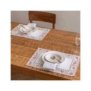 Cadeau prêt 100% coton brodé minimaliste 15 pouces rond 145 GSM recyclable étiquette personnalisée disponible tapis de table certifié GOTS - Product Image 2