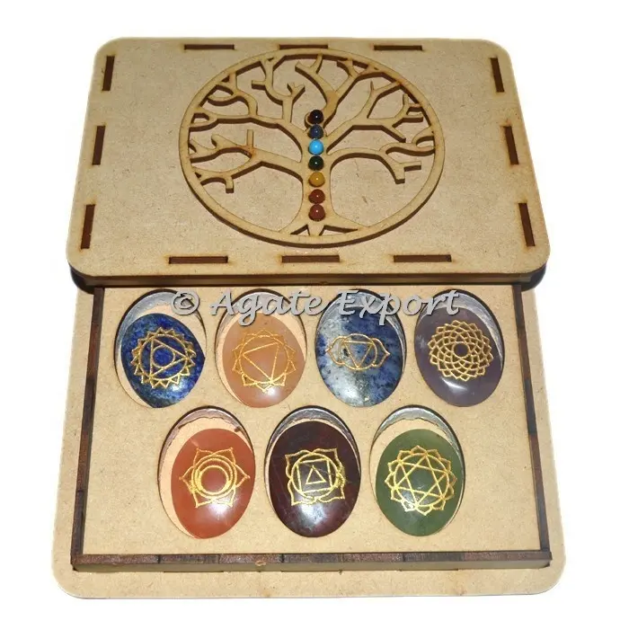 Chakra Oval Conjunto Com Caixa de Presente Da Árvore da Vida