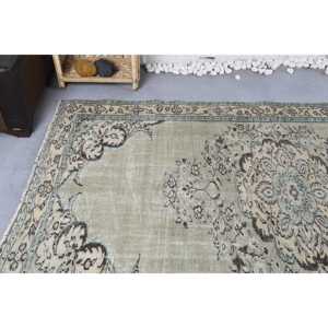 Alfombra Turca Vintage Grande de 5x8.4 pies, Alfombra Floral Beige y Azul - Product Image 5