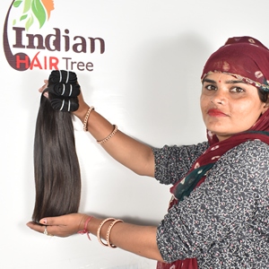 Cheveux humains vierges indiens naturels bruts, paquet de tissage en gros, donneur unique, machine à double trame, non traités chimiquement - Product Image 1