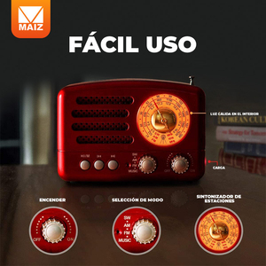 Retro AM/FM/SW <b>Bluetooth</b> USB <b>Aux</b> MP3 Radio - Assorted Colors - Product Image 3