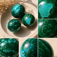 Sphère en malachite de silicium, boule de cristal naturelle, pierre décorative pour la maison, le bureau, la collection et les cadeaux