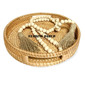 Fabricante de bandeja de servicio de ratán Plato de diseñador hecho a mano de calidad premium Bandeja de ratán nueva elegante y clásica - Product Image 2