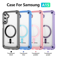 Funda Trasera Magnética Semitransparente a Prueba de Golpes de TPU+Acrílico con Botones Electrochapados en Color Puro para Teléfonos Celulares A15, Diseño Popular