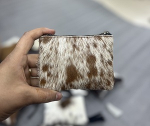 New Stylish Cowhide <b>Purse</b> <b>Wallet</b> Top Quality Leather Brown White Small Pouch Closure Zipper Fringe Western Women Leather <b>Wallet</b> - Product Image 1