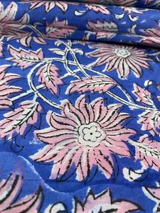 Handmade Cotton Ethnic Block Print <b>Quilted</b> <b>Throw</b> Knitted Technics Running Yard Loose Apparel Clothing for Dressmaking - Product Image 5