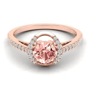 日常穿18k实心玫瑰金手工供应商批发商定制天然钻石摩根石宝石女性精品戒指