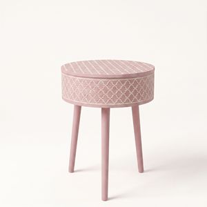 Table de chevet en os incrusté, décoration d'intérieur, fabrication artisanale, table de chevet en bois moderne marocaine avec 1 tiroir de rangement - Product Image 2