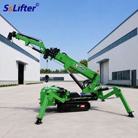 Mini-grue sur chenilles compacte avec flèche télescopique extensible pour l'entretien des usines, l'installation de vitrages et la manutention de matériaux