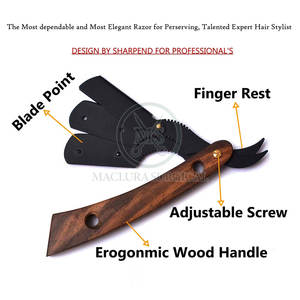 มีดโกนหนวดช่างตัดผมสแตนเลสมีด้ามจับที่สะดวกสบายสำหรับมีดโกนหนวดตรงแบบแมนนวล - Product Image 4