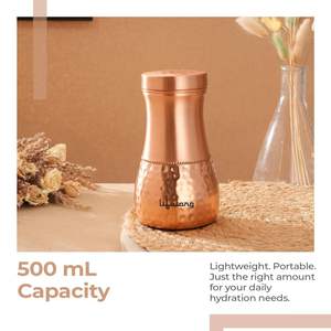 Botella de agua de cobre Frasco Ayurvédico a prueba de fugas para un estilo de vida saludable Beber diariamente Oficina Gimnasio Viajes - Product Image 3