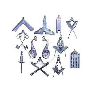 Set Perhiasan tali baja tahan karat ular Masonik pemintal naga dengan 12 petugas pondok biru Masonik