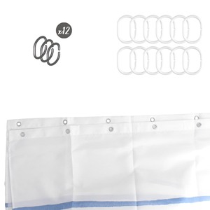 Tenda da doccia a righe blu 180x200 cm. Impermeabile - Product Image 6