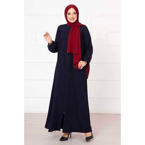 Navy Blue Shirred <b>Abaya</b> with Comfortable Fit Safety Clothing Product - Product Image 3