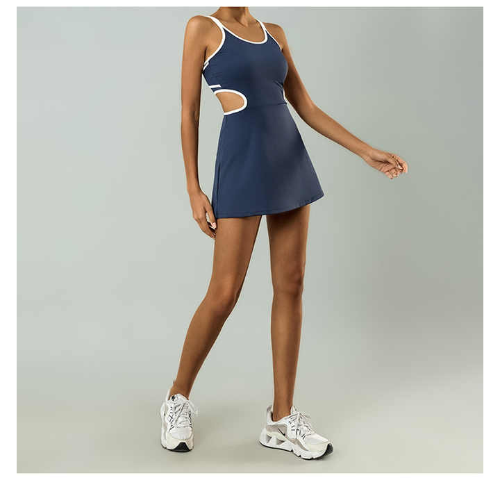 Green Backless Workout Dress For Women With Built Shorts | Oem| Min order 2 ct