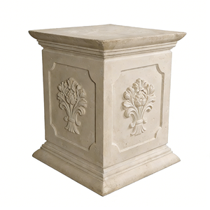 Piedistallo in Resina Stile Europeo <span class=keywords><strong>Classico</strong></span>, Base Decorativa con Fiori in Rilievo per Sculture e Vasi, Lussuoso Espositore per Arte da Interni - Product Image 1