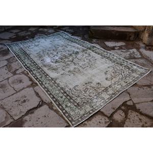 Alfombra Vintage turca de área grande clásica verde Beige 5,4x8,8 pies lana látex Patchwork para adolescentes alfombra rectangular para habitación de pasillo - Product Image 1