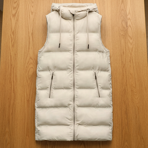 Chaqueta Deportiva Unisex de Invierno, Casual, con Cuello Alto, Cierre Frontal, Color Sólido, Relleno de Poliéster, Resistente al Viento, Sin Mangas, con Parches - Product Image 4