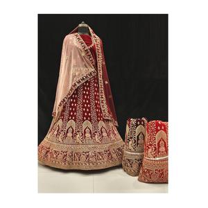 Venta de exportación de terciopelo Lehenga Choli ocasiones festivas con hilo dorado para Mujer Colección de ropa de FIESTA DE LA India - Product Image 6