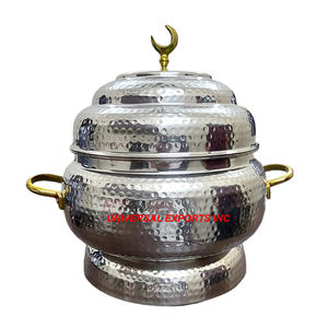 Ensemble de trois marmites à double paroi, finition dorée, design classique, élégant, vente en gros, nouveau réchaud à nourriture en métal - Product Image 5