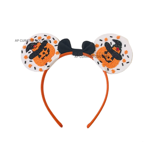 Diadema personalizable con orejas de cuentas inspiradas en Halloween para niñas y mujeres impresionante diseño de cuentas de semillas accesorio de moda - Product Image 4