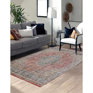 Tapis imprimé : Grand tapis gobelin à motif floral doux et médaillon antique pour bureau et entrée - Product Image 1