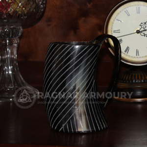 Mug à boire viking en corne de buffle naturelle de haute qualité, fait à la main, poli, style animal, mug à bière médiéval, chaud/froid 24h - Product Image 2