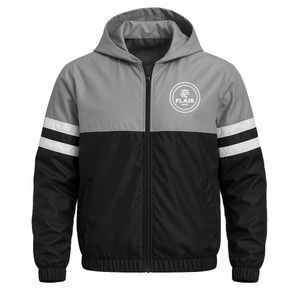 Veste coupe-vent zippée pour homme imperméable et respirante avec capuche pliable pour la course à pied et la pluie - Product Image 1