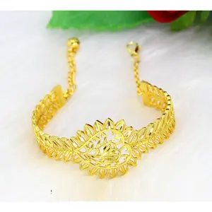 Gelang perhiasan harga grosir perhiasan wanita dubai India 24 gelang berlapis emas bahan kuningan dubai perhiasan India