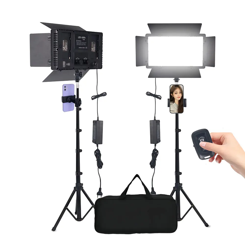 Selfie led u600 pro studio lumière batterie avec trépied studio maquillage éclairage ensemble vidéo Studio photographie lumière