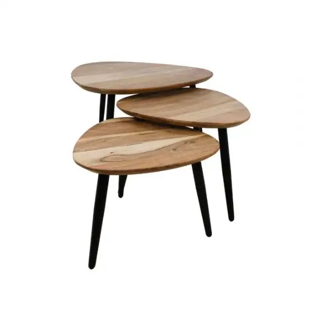 3つの入れ子コーヒーテーブルの木製セット北欧ヨーロッパスタイルモダンで豪華なデザインのコーヒーテーブルリビングルーム家具