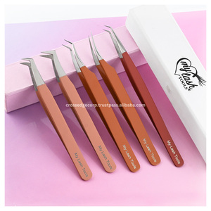 Pinzas para pestañas con punta de fibra, Kit para rizar pestañas de Color desnudo, pinzas clásicas para pestañas, extensión de pestañas con volumen y agarre de fibra - Product Image 2